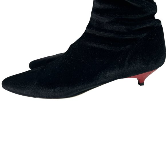 Gia Couture Boom Black Velvet Over The Knee OTK Boots Red Kitten Heels EU 38, 8 - Picture 11 of 14